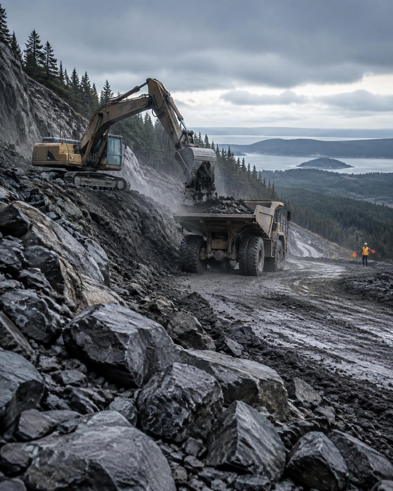 Heavy equipment working on an active civil site