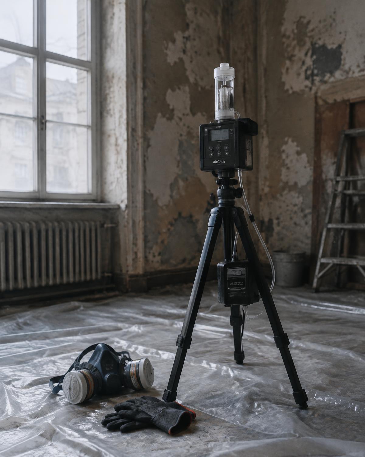 Air monitoring equipment inside a building under renovation